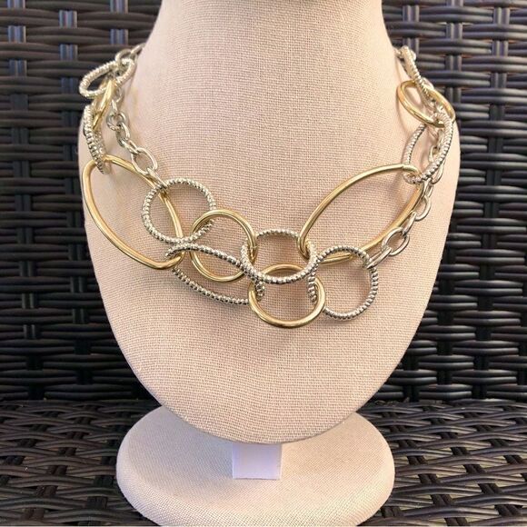 Two Tone Open Link Necklace | 35” Length - Picture 2 of 4